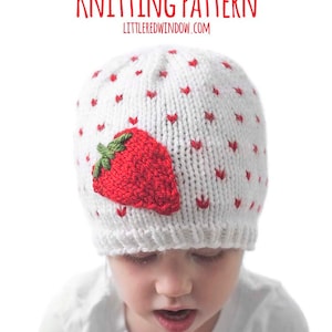 Frische Erdbeer-Mütze STRICKMUSTER / Erdbeer-Muster / Baby-Erdbeer-Mütze Strickmuster