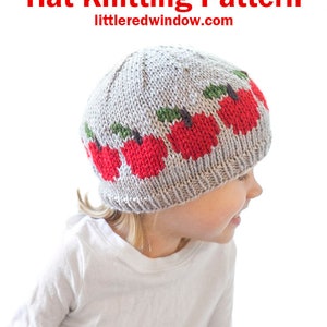 Red Apple Hat KNITTING PATTERN / Baby Apple Hat Pattern / Fall Apple Hat Knitting Pattern / Fair Isle Apple Pattern