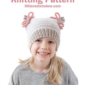 Double Bow Hat KNITTING PATTERN  / Easy Baby Hat Knitting Pattern / Baby Hat with Bows Pattern