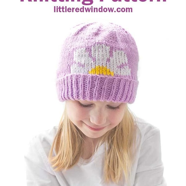 Darlin' Daisy Hat KNITTING PATTERN / Flower Hat Pattern / Daisy Duplicate Stitch Knitting Pattern / Spring Knitting Pattern