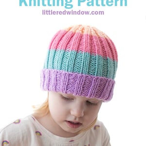 Easy Sherbet Ribbed Baby Hat KNITTING PATTERN / Ribbed Hat Pattern ...