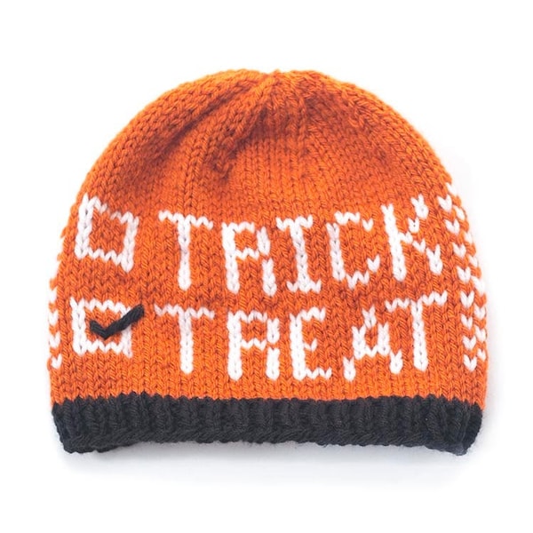 Trick or Treat Hat KNITTING PATTERN / Halloween Baby Hat Knitting Pattern / Funny Halloween Hat Pattern / Baby Costume Ideas