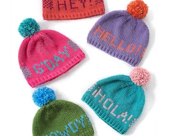 Grüße Babymützen STRICKMUSTER // Neues Babymützenmuster // Fair Isle Mützenmuster // Pom Pom Babymützenmuster