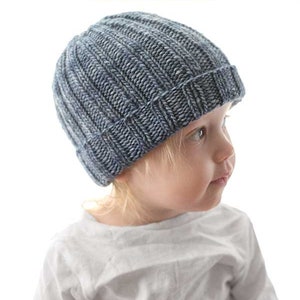 Easy Ribbed Hat KNITTING PATTERN / Ribbed Hat Pattern / Ribbed Baby Hat / Brimmed Hat Pattern / Easy Knit Baby Hat