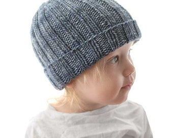 Easy Ribbed Hat KNITTING PATTERN / Ribbed Hat Pattern / Ribbed Baby Hat / Brimmed Hat Pattern / Easy Knit Baby Hat