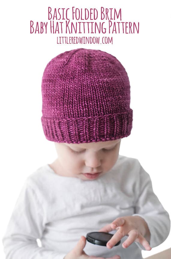 knit hat with brim pattern