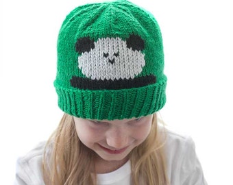 Peekaboo Panda Hat KNITTING PATTERN / Panda Knitting Pattern / Duplicate Stitch Knitting Pattern