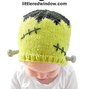 Frankenstein Hat KNITTING PATTERN / Monster Hat Pattern / Frankenstein costume / Funny Halloween Hat / 1st Halloween Outfit / Frankenstein