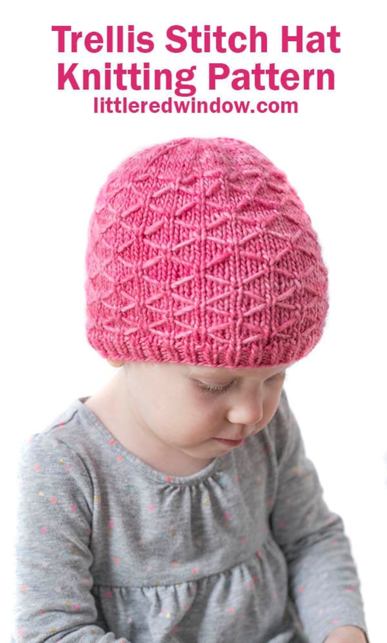 Trellis Stitch Hat KNITTING PATTERN / Diamond Pattern / Geometric Baby Hat/Geometric Pattern/ Diamond Knitting / Diamond Knit Stitch image 1