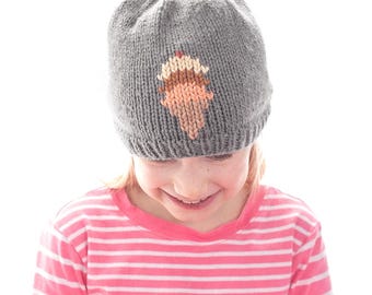 Yummy Ice Cream Cone Hat KNITTING PATTERN with Duplicate Stitch (PDF Download)