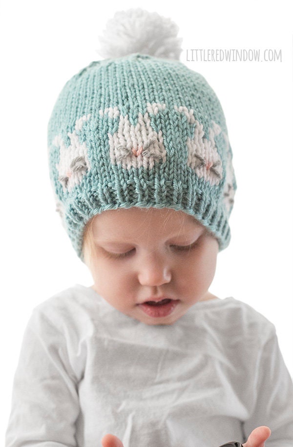 Easter Bunnies Hat KNITTING PATTERN 