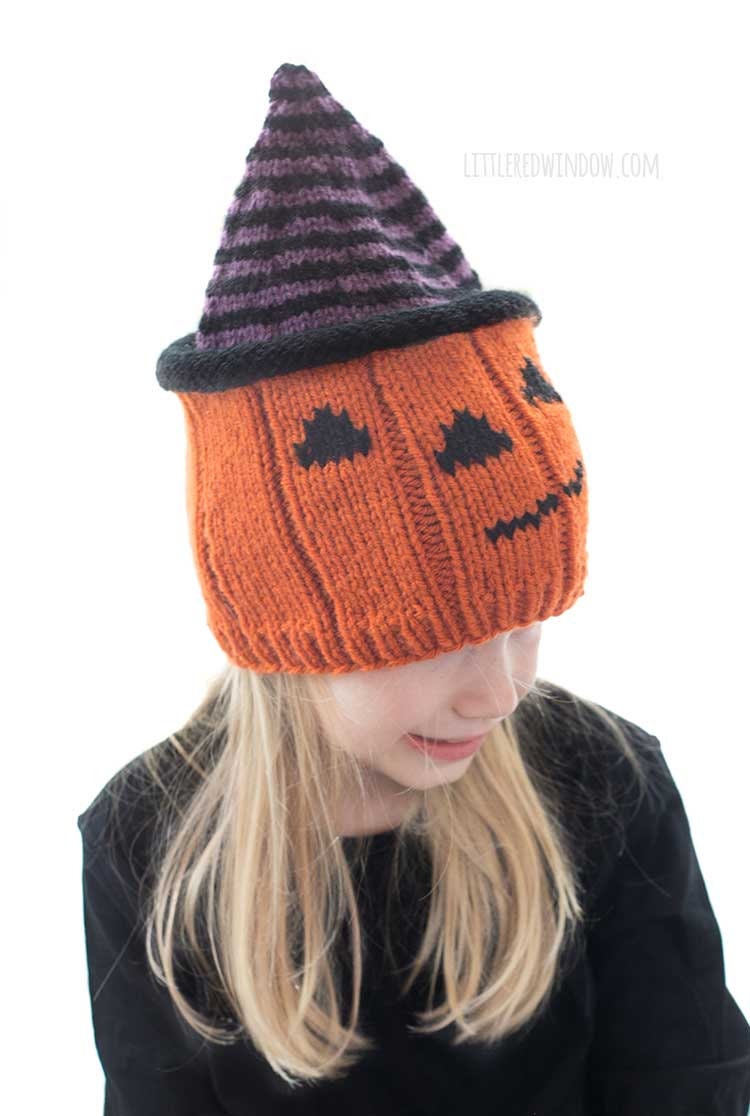 Witchy Pumpkin Hat KNITTING PATTERN / Jack O Lantern Hat Knitting
