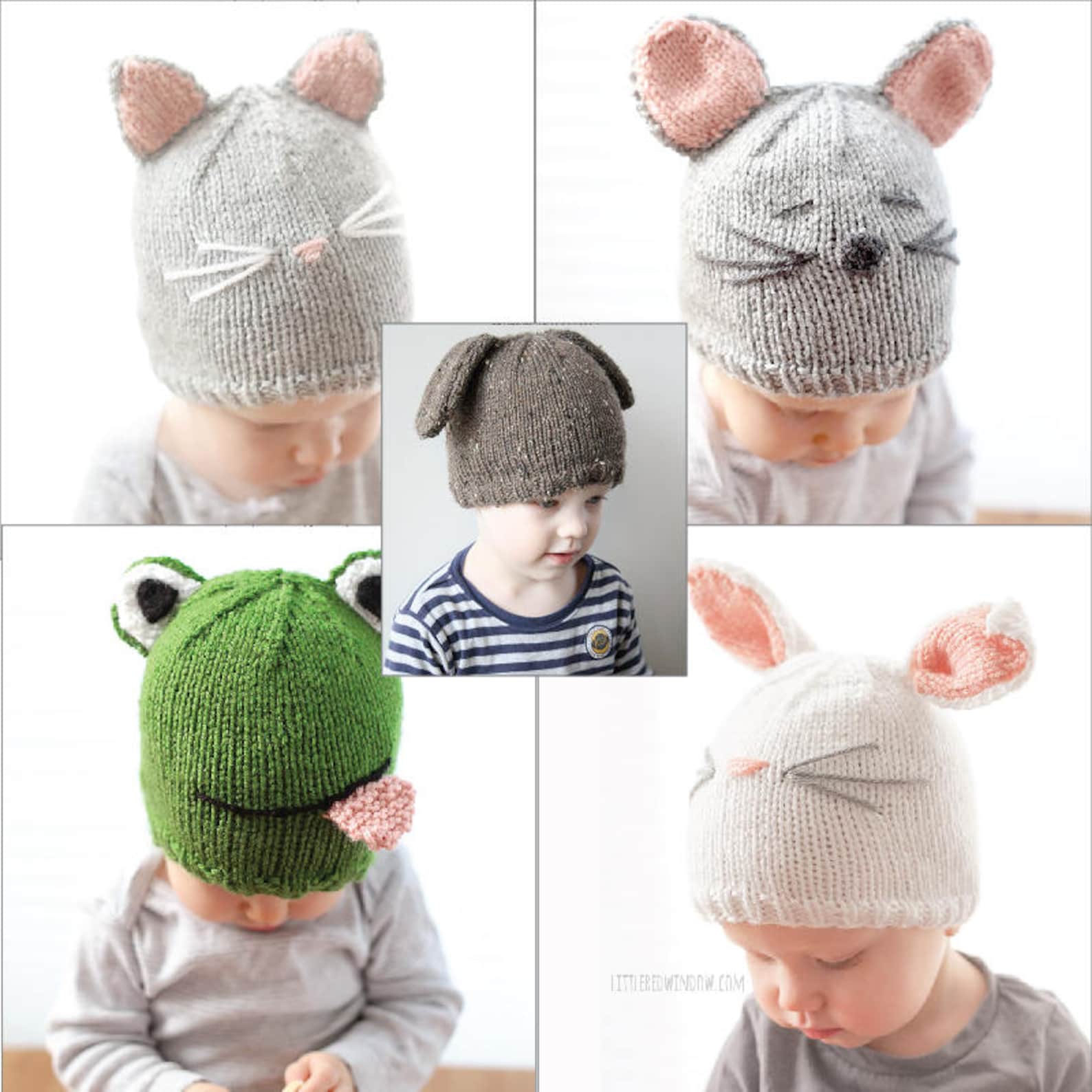 SAVE 20% Animal Hat 5 Knitting Pattern Bundle/animal Hats/animal Hats With Ears/newborn Animal ...