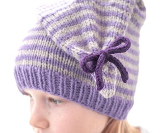 Bow Tied Stocking Cap KNITTING PATTERN /PDF Download