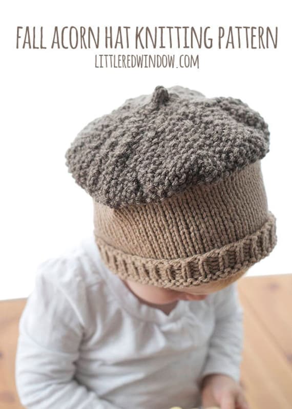 Fall Acorn Hat KNITTING PATTERN Knit 