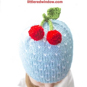 Sweet Cherry KNITTING PATTERN / Cherry Pattern / Knit Cherry Hat / Red Cherry Hat Pattern