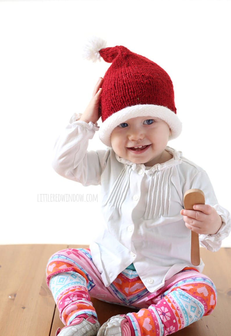 Baby Santa Hat KNITTING PATTERN / Santa Hats for Kids / Santa Hat Newborn / Santa Hat Pattern / My First Christmas / Santa Hat for Infant image 2