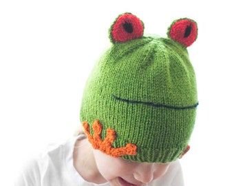 Red Eyed Tree Frog Hat KNITTING PATTERN / Frog Hat Pattern / Tree Frog Pattern / Rainforest Hat Pattern