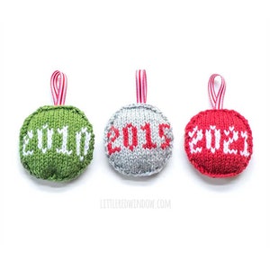 Yearly Date Ornament KNITTING PATTERN / Knit Ornament Pattern/ Christmas Ornament with Date Knitting Pattern / image 2