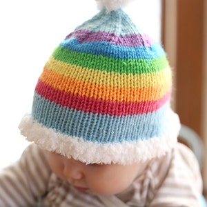 Rainbow Skies Baby Hat KNITTING PATTERN knit baby hat pattern for babies, infants sizes 0-3 months, 6 months, 12 months, 2T image 1