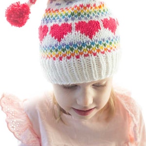 Rainbow Love Stocking Cap KNITTING PATTERN / Heart Knitting Pattern / Fair Isle Knitting Pattern / Rainbow Knitting Pattern image 7