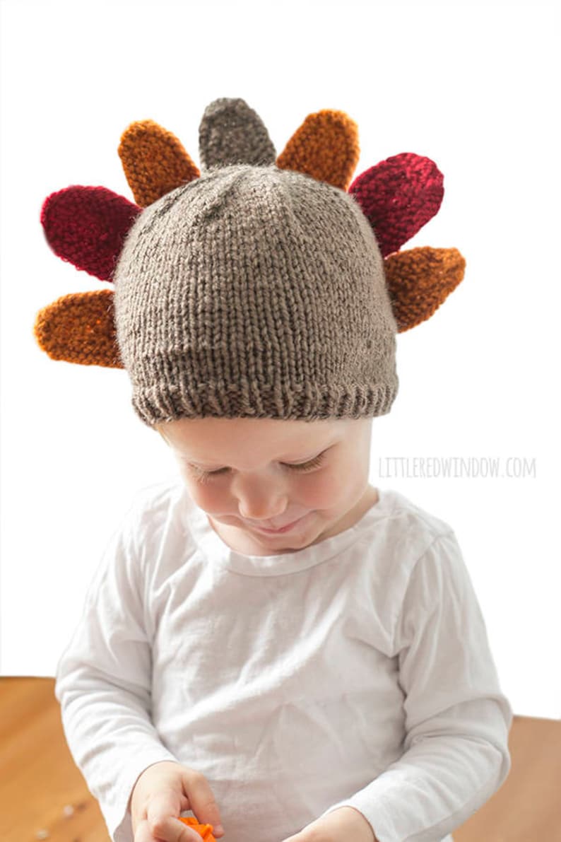 Thanksgiving Turkey Hat KNITTING PATTERN pour bébés et tout-petits / Turkey Hat Pattern / Newborn Turkey Hat /1st Thanksgiving/Knit Turkey Hat image 3