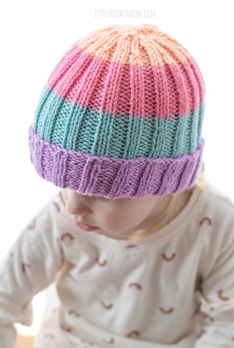 Easy Sherbet Ribbed Baby Hat KNITTING PATTERN / Ribbed Hat Etsy