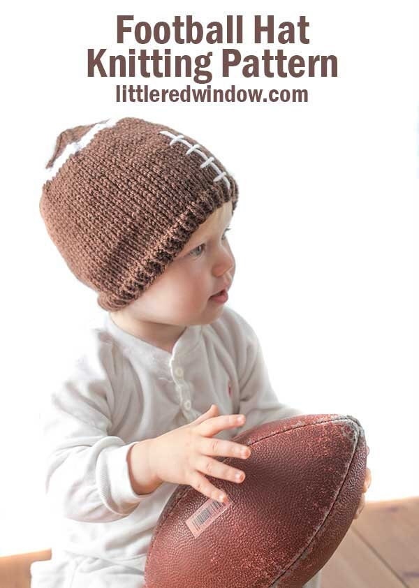 Knit football hat top