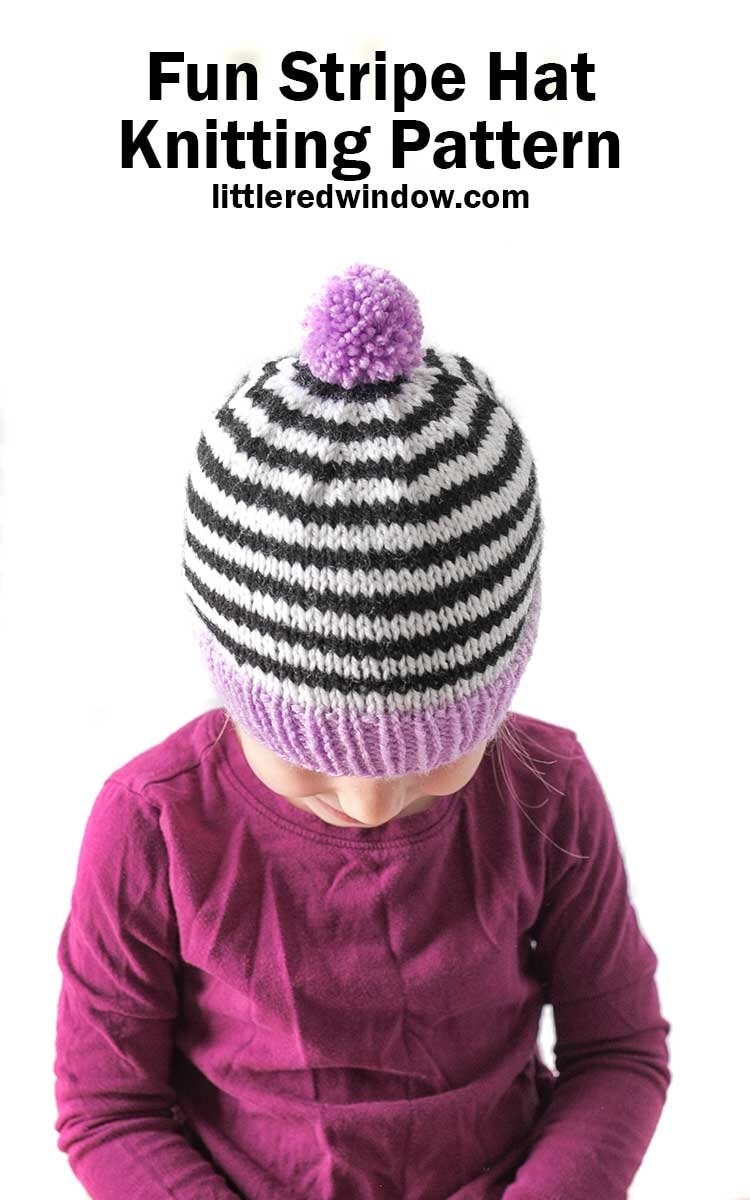 Double Pom Pom Hat Knitting Pattern - Little Red Window