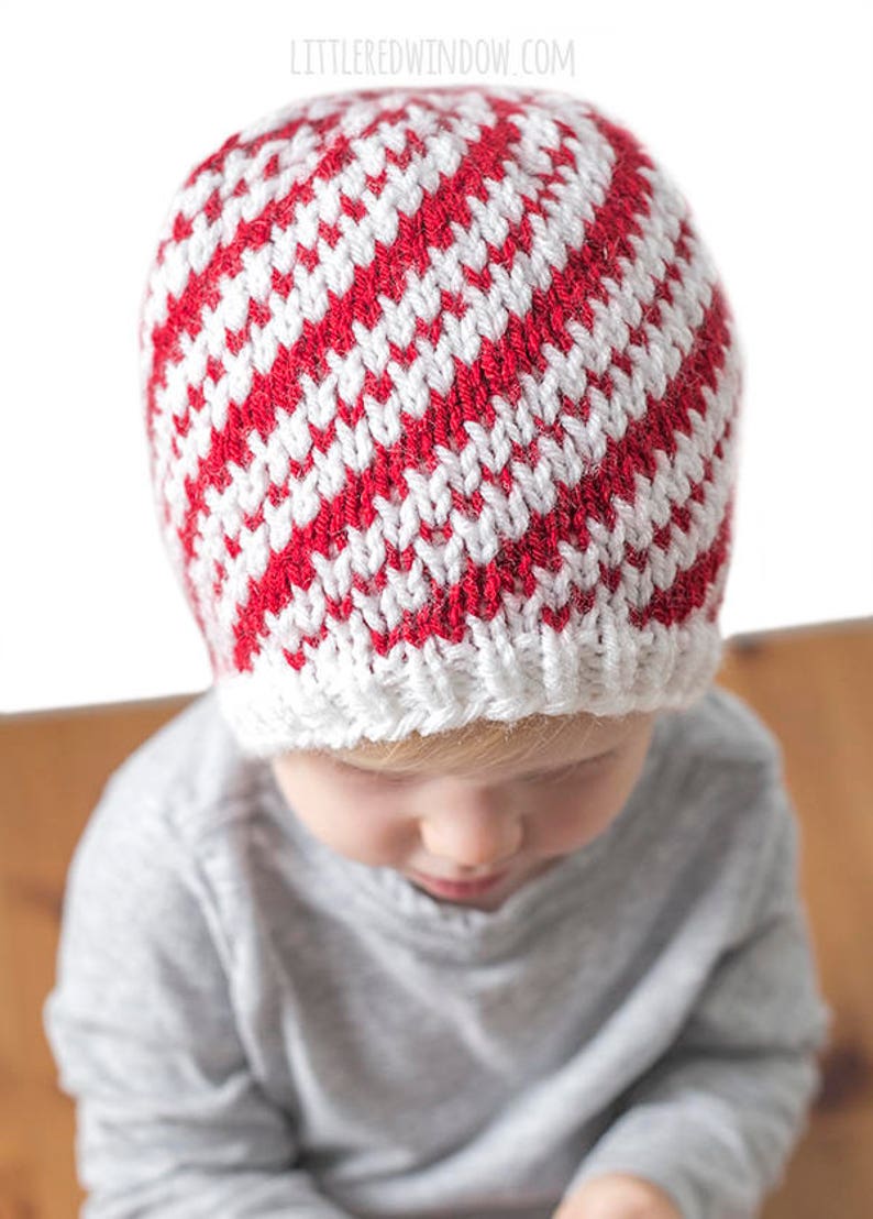 Baby Candy Cane Hat KNITTING PATTERN / Candy Cane Pattern / Fair Isle Pattern / Candy Cane Baby Hat / Striped Hat Pattern / Candy Canes image 5