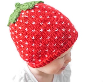 Aardbeienhoed BREIEN PATROON / Aardbeienhoed Patroon / Gebreide Aardbeienhoed / Aardbeien Breipatroon