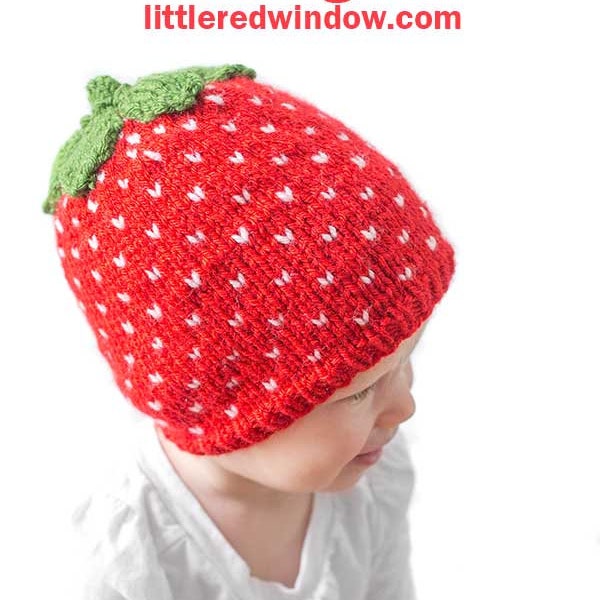 Strickmuster Erdbeerhut / Strawberry Hat Strickmuster / Strickmütze Wintermütze / Strawberry Hat Strickmuster