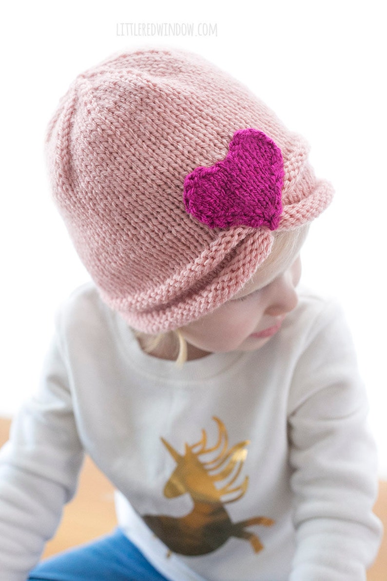 Gathered Heart Hat KNITTING PATTERN / Easy Knit Heart Pattern Etsy