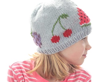 Fruit Salad Hat Knitting Pattern/ Knitted Fruit Hat / Fruit Baby Shower /Duplicate Stitch Knitting / Fruit Hat Knitting Pattern