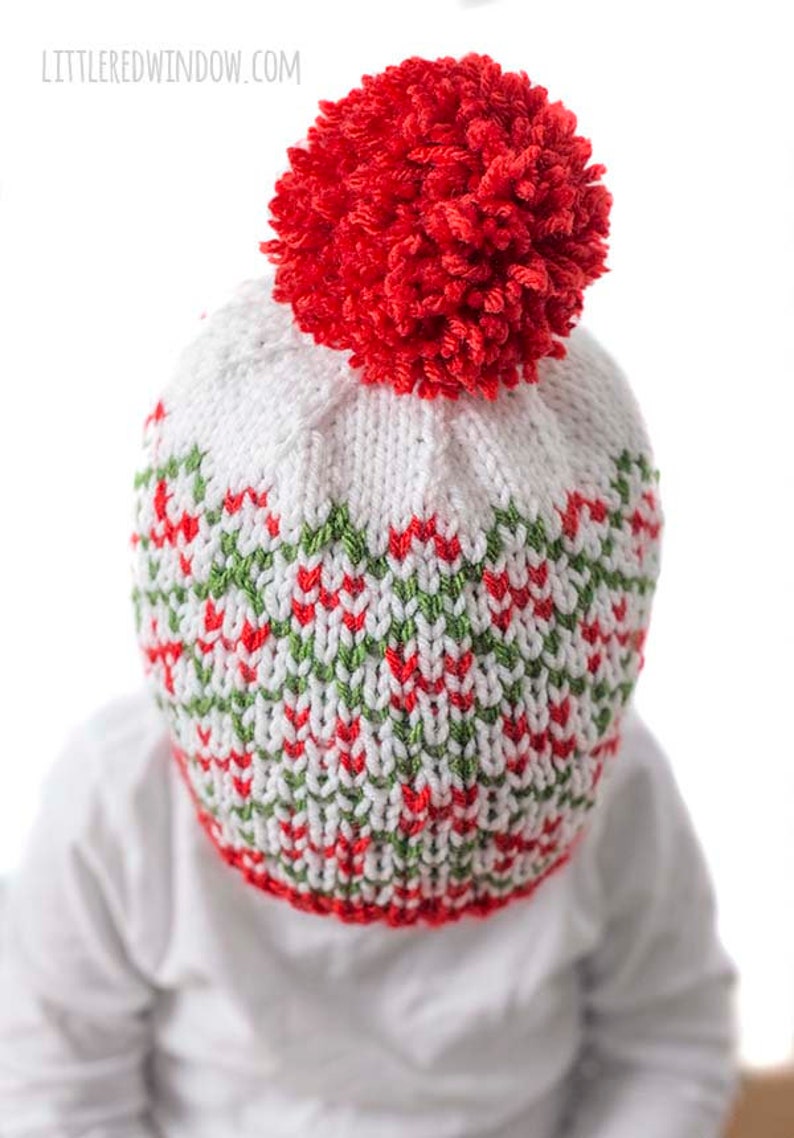 Christmas Plaid Hat KNITTING PATTERNS Save 33% / Plaid Hat Pattern/Christmas Hat Baby/Knit Hat Pattern/My First Christmas/Knit Christmas Hat image 4