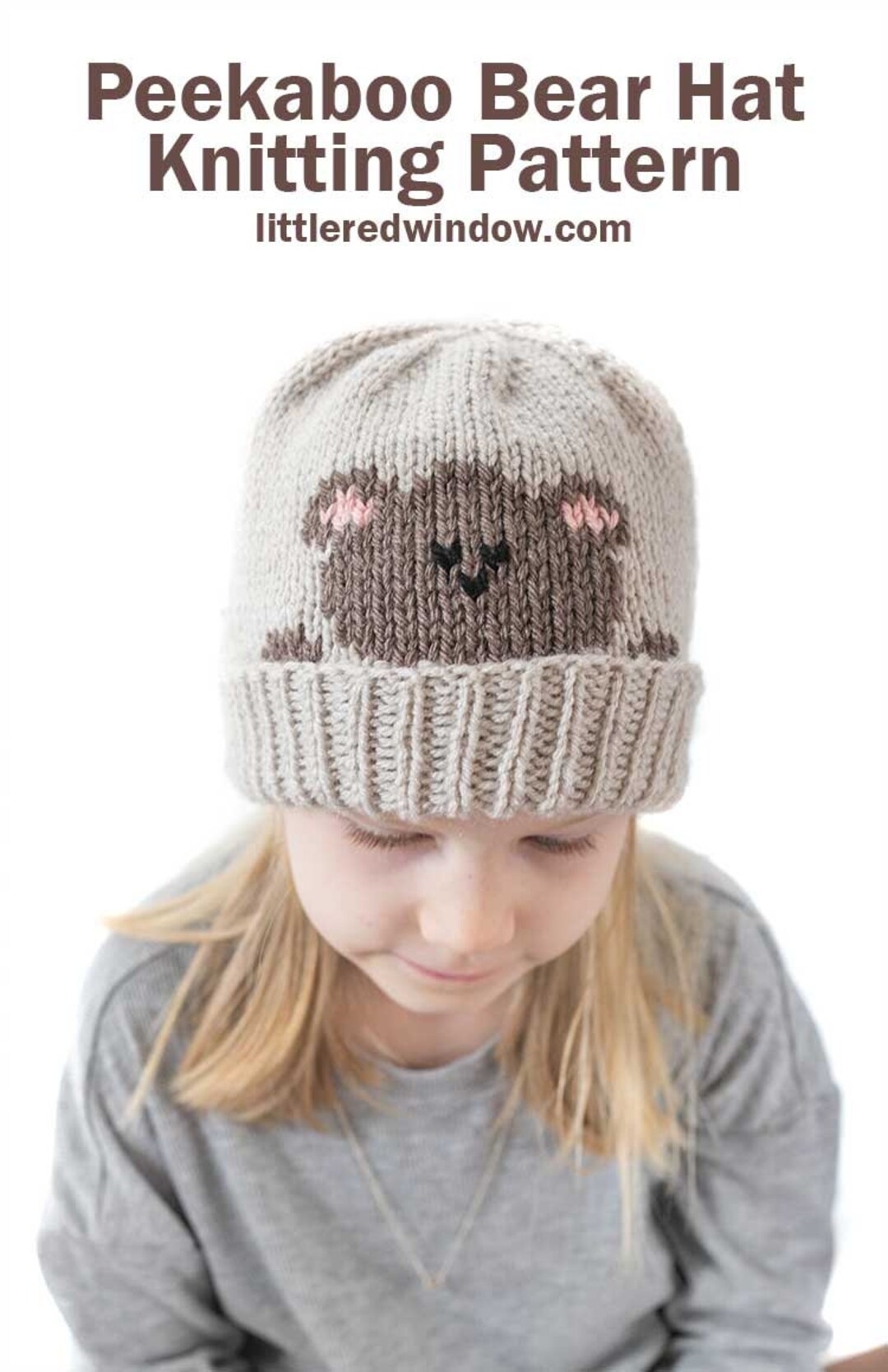 Peekaboo Bear Hat KNITTING PATTERN / Bear Hat Pattern/baby Teddy Bear