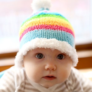 Rainbow Skies Baby Hat KNITTING PATTERN knit baby hat pattern for babies, infants sizes 0-3 months, 6 months, 12 months, 2T image 2