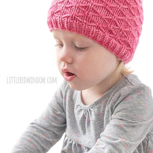 Trellis Stitch Hat KNITTING PATTERN / Diamond Pattern / Geometric Baby Hat/Geometric Pattern/ Diamond Knitting / Diamond Knit Stitch image 4