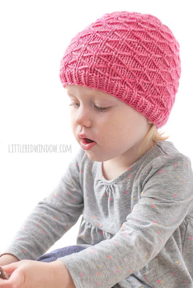 Trellis Stitch Hat KNITTING PATTERN / Diamond Pattern / Geometric Baby Hat/Geometric Pattern/ Diamond Knitting / Diamond Knit Stitch image 4