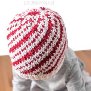 Baby Candy Cane Hat KNITTING PATTERN / Candy Cane Pattern / Fair Isle Pattern / Candy Cane Baby Hat / Striped Hat Pattern / Candy Canes image 4