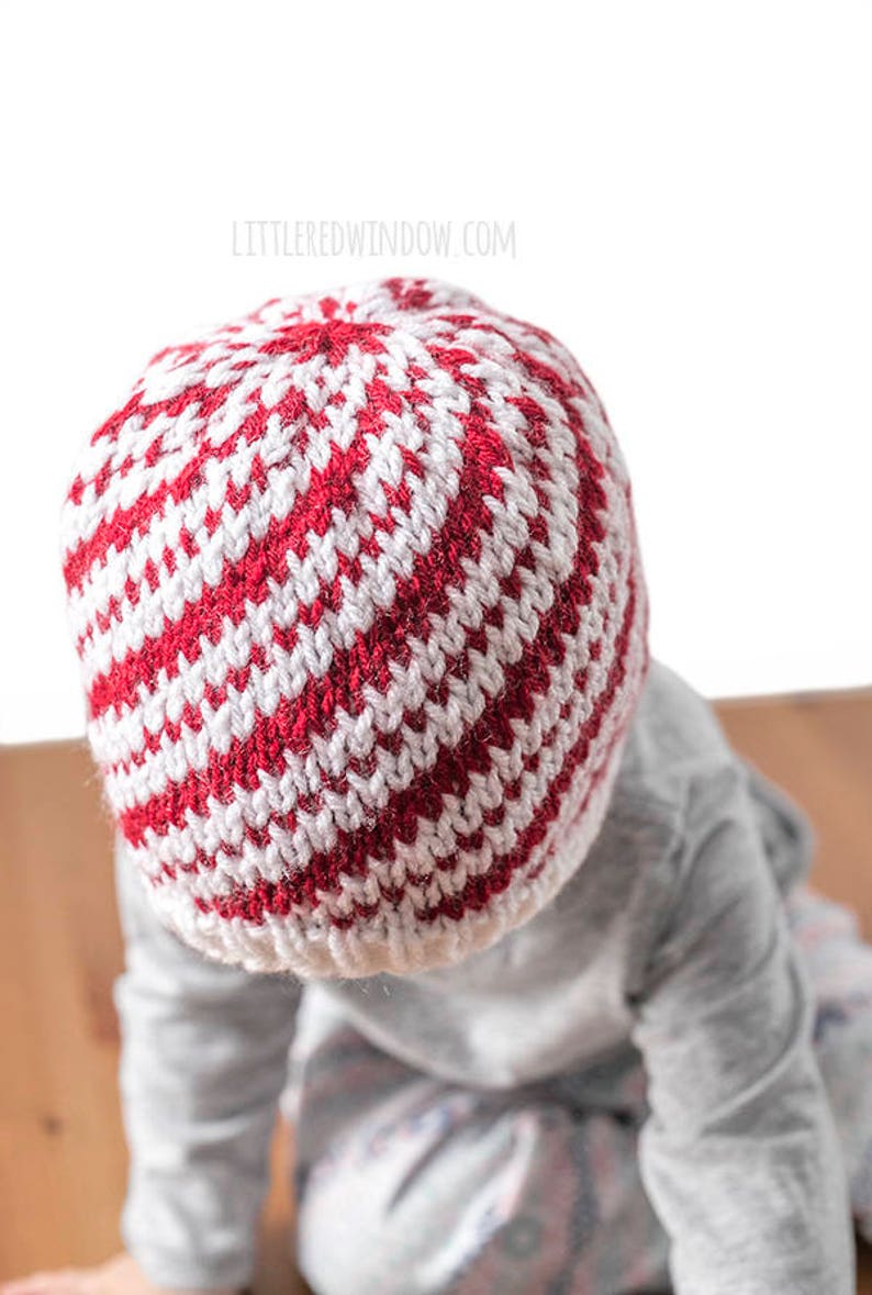 Baby Candy Cane Hat KNITTING PATTERN / Candy Cane Pattern / Fair Isle Pattern / Candy Cane Baby Hat / Striped Hat Pattern / Candy Canes image 4