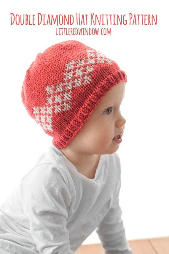Double Diamond Hat KNITTING PATTERN / Diamond Pattern /Geometric Fair Isle / Fair Isle Wool Hat / Diamond Hat Pattern / Baby Gold Hat