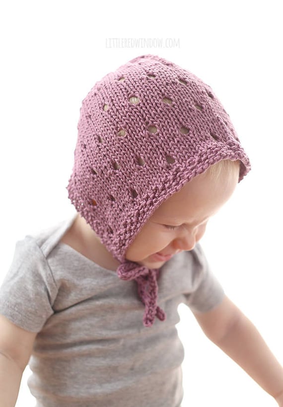 Eyelet Baby Bonnet KNITTING PATTERN Baby Bonnet Patterns/Newborn Knit Pattern/Classic Bonnet/Simple Bonnet/Bohemian Baby Gift/Baby Bonnets