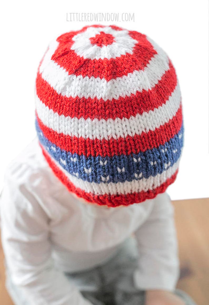 4th of July Baby Hat KNITTING PATTERN / American Flag Hat / Patriotic Baby Hat / First Fourth of July / My First Fourth / 4th of July Outfit image 2