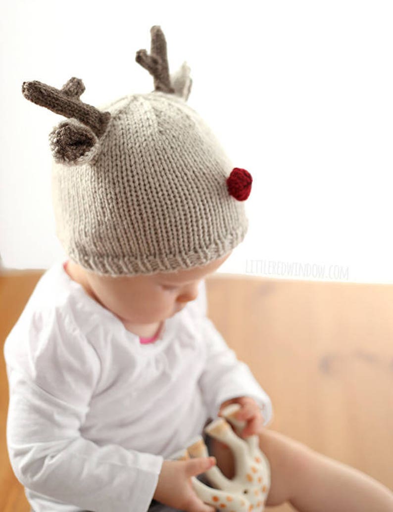Reindeer Baby Hat KNITTING PATTERN for Babies & Toddlers / Etsy