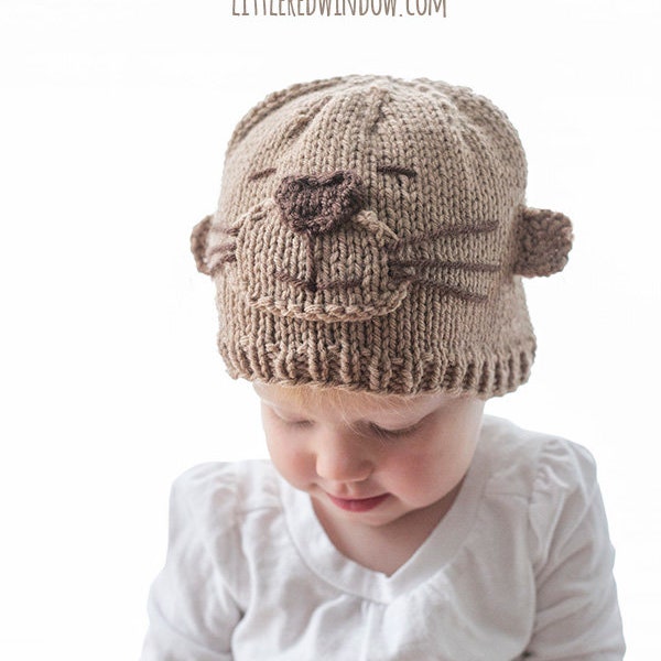 Adorable Otter Hat KNITTING PATTERN / Otter Pattern / Sea Otter / Nautical Nursery / Sea Otter Pattern / Baby Otter Hat / Newborn Photo Prop