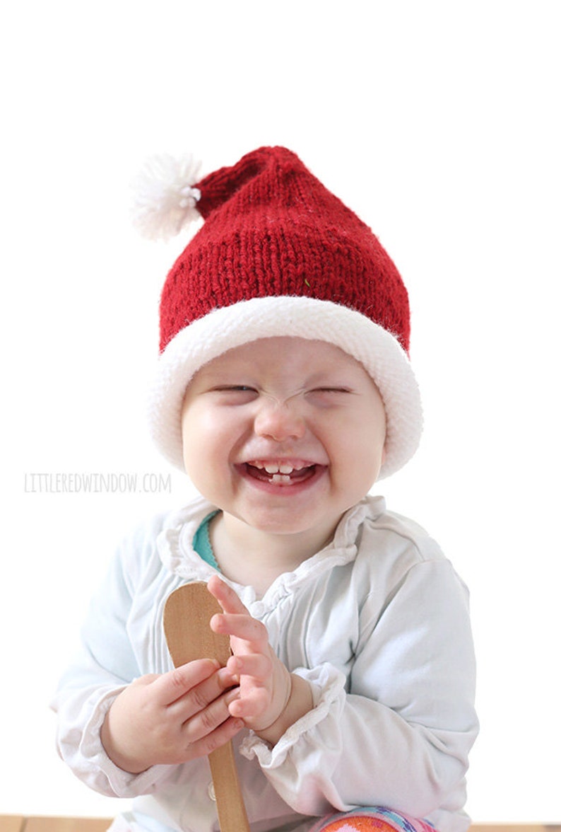 Baby Santa Hat KNITTING PATTERN / Santa Hats for Kids / Santa Hat Newborn / Santa Hat Pattern / My First Christmas / Santa Hat for Infant image 3