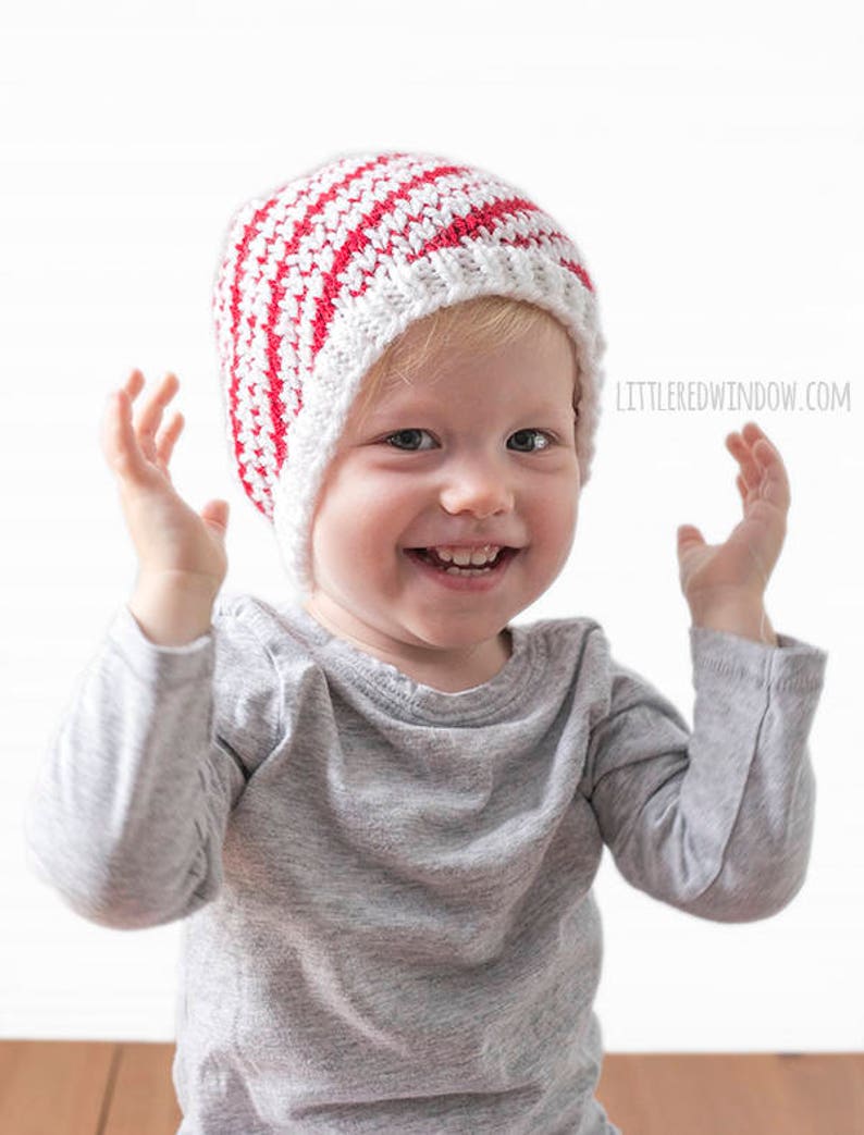 Baby Candy Cane Hat KNITTING PATTERN / Candy Cane Pattern / Fair Isle Pattern / Candy Cane Baby Hat / Striped Hat Pattern / Candy Canes image 2