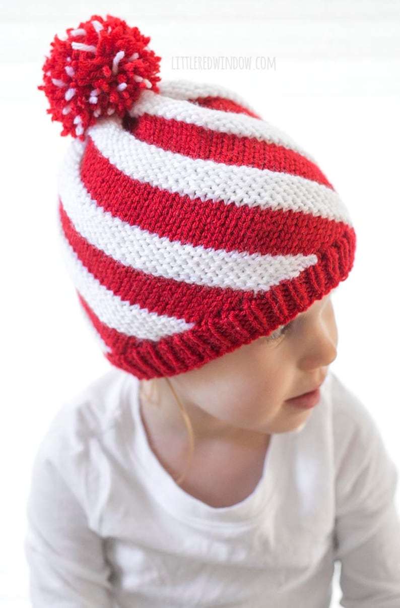 Peppermint Twist Hat KNITTING PATTERN / Candy Cane Pattern / Etsy