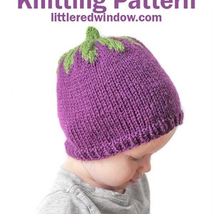 Eggplant Hat KNITTING PATTERN / Eggplant Pattern / Eggplant Knitting Pattern / Tomato Hat Knitting Pattern / Tomato Pattern